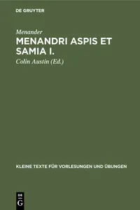 Menandri Aspis et Samia I._cover