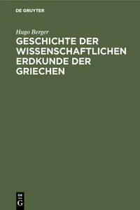 Geschichte der wissenschaftlichen Erdkunde der Griechen_cover