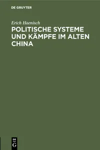 Politische Systeme und Kämpfe im alten China_cover