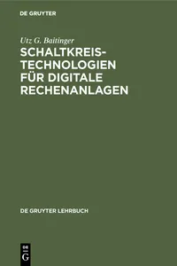 Schaltkreistechnologien für digitale Rechenanlagen_cover