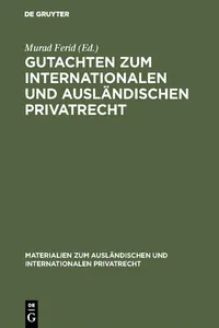 Gutachten zum internationalen und ausländischen Privatrecht_cover