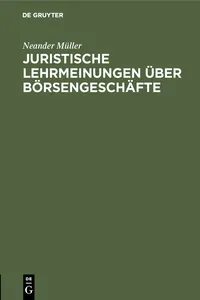 Juristische Lehrmeinungen über Börsengeschäfte_cover