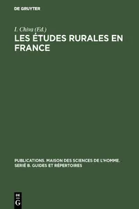 Les études rurales en France_cover