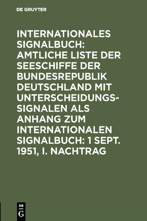 1 Sept. 1951, I. Nachtrag