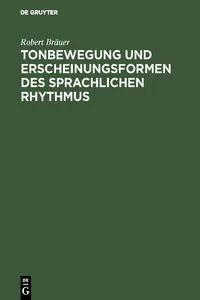 Tonbewegung und Erscheinungsformen des sprachlichen Rhythmus_cover