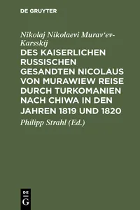 Des kaiserlichen russischen gesandten Nicolaus von Murawiew Reise durch Turkomanien nach Chiwa in den jahren 1819 und 1820_cover