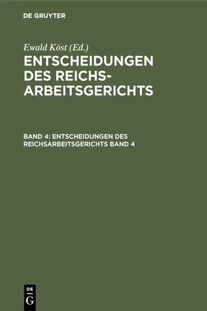 Entscheidungen des Reichsarbeitsgerichts. Band 4