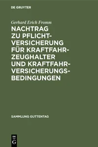 Nachtrag zu Pflichtversicherung für Kraftfahrzeughalter und Kraftfahrversicherungsbedingungen_cover