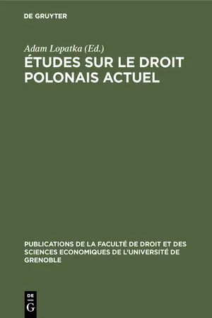 Études sur le droit polonais actuel