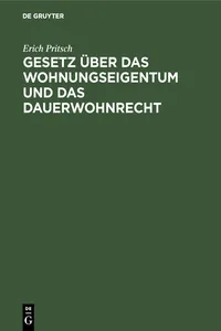 Gesetz über das Wohnungseigentum und das Dauerwohnrecht_cover