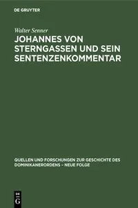 Johannes von Sterngassen und sein Sentenzenkommentar_cover