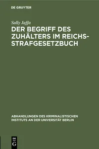 Der Begriff des Zuhälters im Reichsstrafgesetzbuch_cover