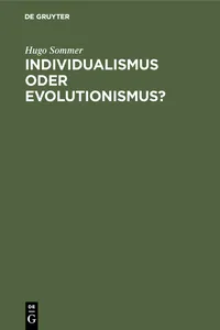 Individualismus oder Evolutionismus?_cover