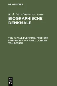 Paul Flemming. Freiherr Friedrich von Canitz. Johann von Besser_cover