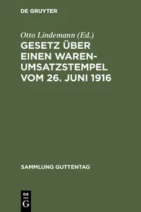 Gesetz über einen Warenumsatzstempel vom 26. Juni 1916_cover