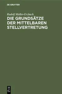 Die Grundsätze der mittelbaren Stellvertretung_cover