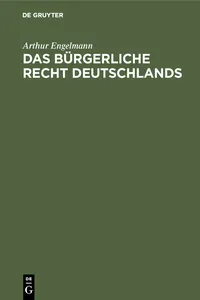 Das bürgerliche Recht Deutschlands_cover