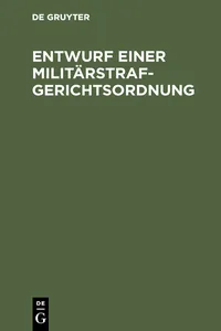 Entwurf einer Militärstrafgerichtsordnung_cover