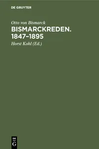 Bismarckreden. 1847–1895_cover