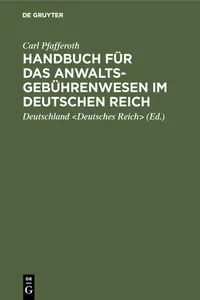 Handbuch für das Anwaltsgebührenwesen im Deutschen Reich_cover