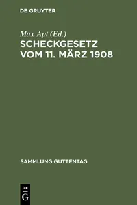 Scheckgesetz vom 11. März 1908_cover