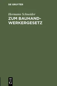 Zum Bauhandwerkergesetz_cover