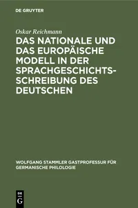 Das nationale und das europäische Modell in der Sprachgeschichtsschreibung des Deutschen_cover