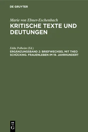 Briefwechsel mit Theo Schücking. Frauenleben im 19. Jahrhundert