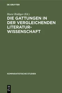 Die Gattungen in der vergleichenden Literaturwissenschaft_cover