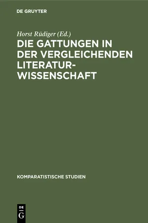 Die Gattungen in der vergleichenden Literaturwissenschaft