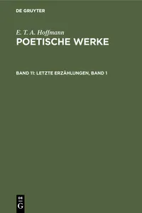 Letzte Erzählungen, Band 1_cover