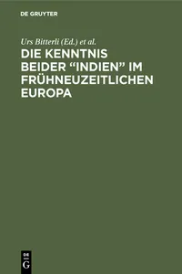 Die Kenntnis beider "Indien" im frühneuzeitlichen Europa_cover