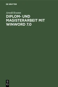 Diplom- und Magisterarbeit mit WinWord 7.0_cover