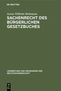 Sachenrecht des Bürgerlichen Gesetzbuches_cover