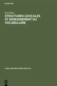 Structures lexicales et enseignement du vocabulaire_cover