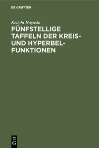 Fünfstellige Taffeln der Kreis- und Hyperbelfunktionen_cover