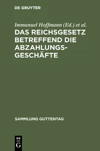 Das Reichsgesetz betreffend die Abzahlungsgeschäfte_cover