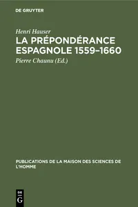 La prépondérance espagnole 1559–1660_cover