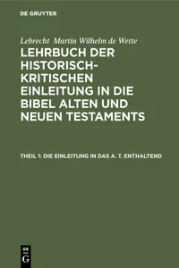 Die Einleitung in das A. T. enthaltend_cover