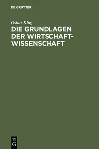 Die Grundlagen der Wirtschaftwissenschaft_cover