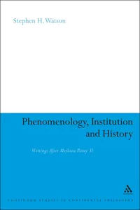 Phenomenology, Institution and History_cover