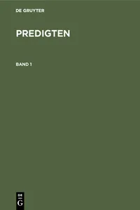 F. Schleiermacher: Predigten. Band 1_cover