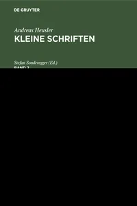 Andreas Heusler: Kleine Schriften. Band 2_cover