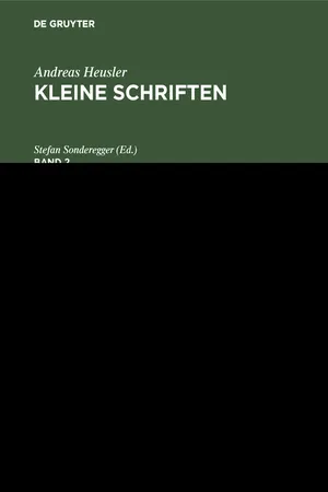 Andreas Heusler: Kleine Schriften. Band 2