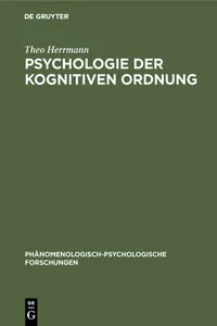 Psychologie der kognitiven Ordnung_cover