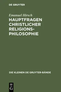 Hauptfragen christlicher Religionsphilosophie_cover