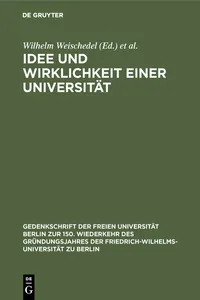 Idee und Wirklichkeit einer Universität_cover