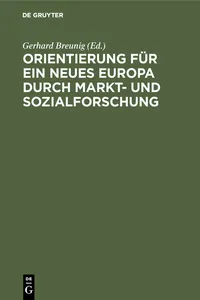 Orientierung für ein neues Europa durch Markt- und Sozialforschung_cover