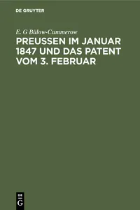 Preußen im Januar 1847 und das Patent vom 3. Februar_cover