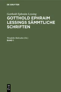 Gotthold Ephraim Lessing: Gotthold Ephraim Lessings Sämmtliche Schriften. Band 1_cover